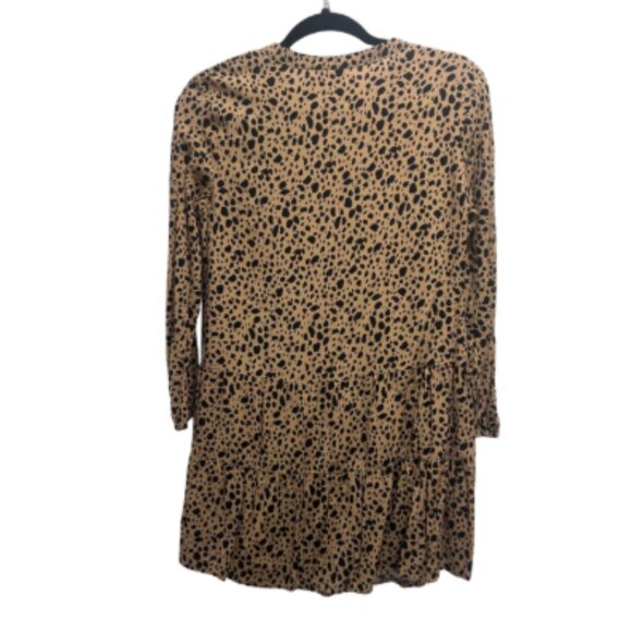 GAP Leopard Print Tiered Swing Dress Women’s Size S Long Sleeve - Picture 2 of 3